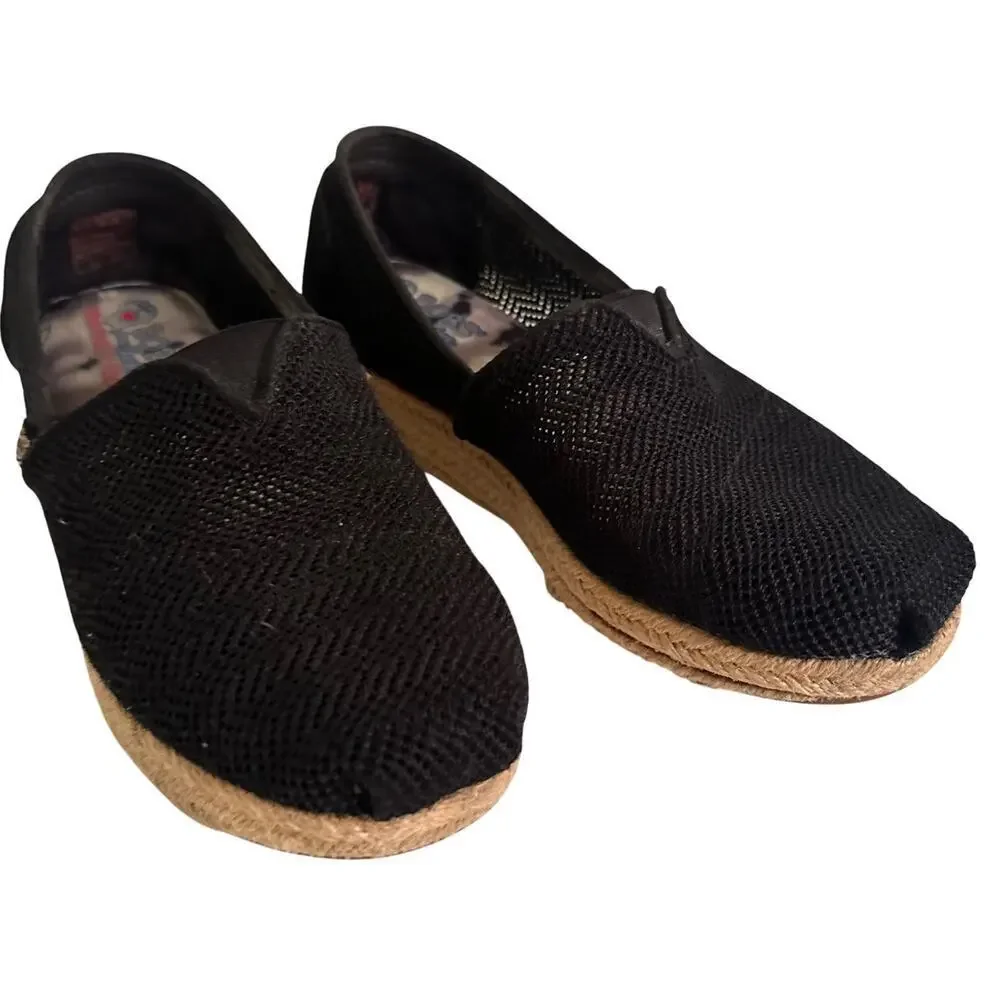 BOBS Women’s‎ Size 8 Black Woven Memory Foam From Sketchers Slip Bohemian EUC